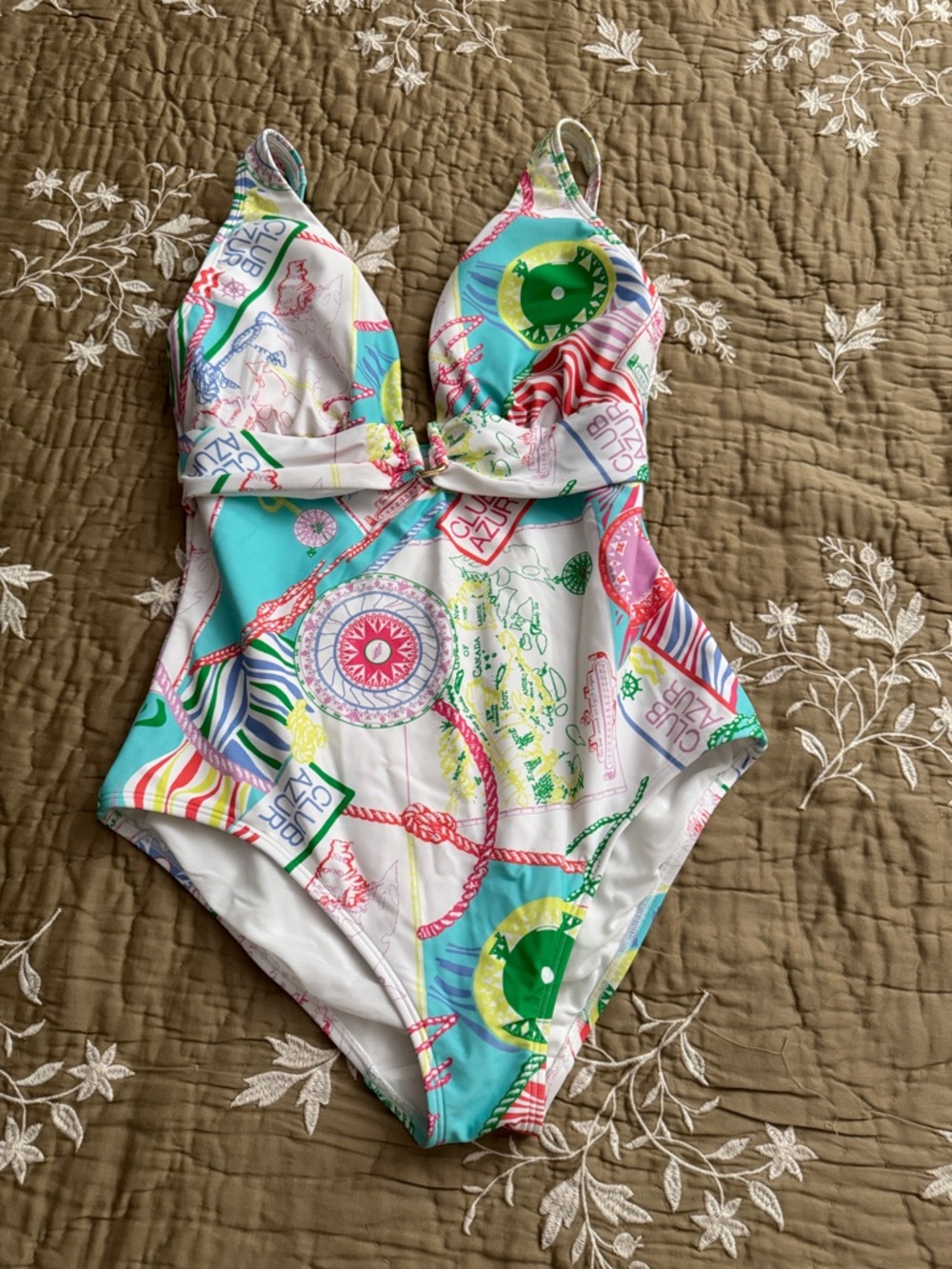 Talbots Multicolor Nautical Print One-Piece Swimsuit - NEVER WORN